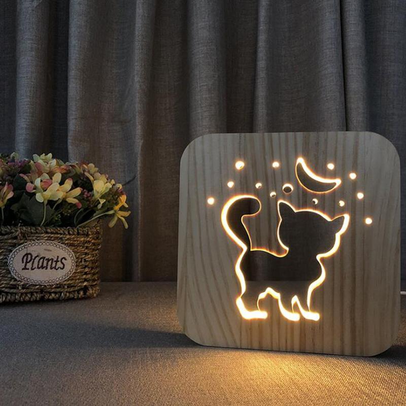 Elefant 3D LED Holz Nachtlicht 3D Illusion Luminaria Baby Lampe Geschenke Für Kinder Geburtstag party chambre bebe Lampe decor drop schiff