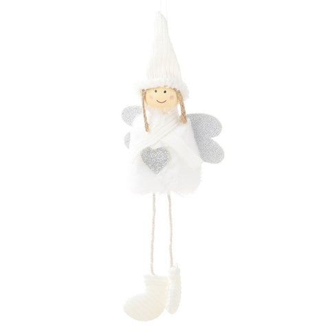 Colgantes navideños de corazón de Ángel de peluche, adornos colgantes decorativos para árbol de Navidad para vacaciones, regalo para niños, decoraciones para el hogar 