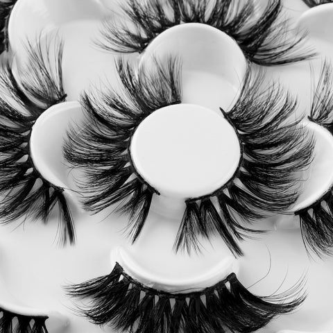 7 Pairs 3D Mink Hair False Eyelashes 25mm Lashes Thick Long Wispy Fluffy Handmade False Eyelashes