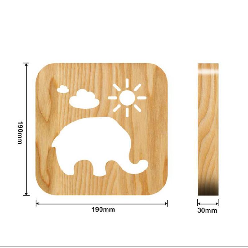 Elephant 3D LED Wood Night Light 3D Illusion Luminaria Baby Lamp Gifts For Kids Birthday party chambre bebe Lamp Decor drop ship