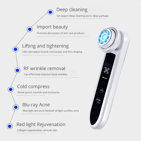 EMS RF Skin Care Clean Tighten Lifting Facial LED Photon Radio Frequency Beauty Massager Machine Skin Rejuvenation Anti-wrinkle