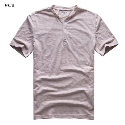 Henry collar casual Metrosexual men slim new brand top tees