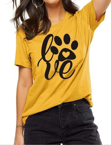 Camiseta Love Paw, camiseta divertida para mujer, camiseta gráfica tumblr, ropa estética, camisetas gráficas, camisetas artísticas para niñas, camisetas de estilo callejero