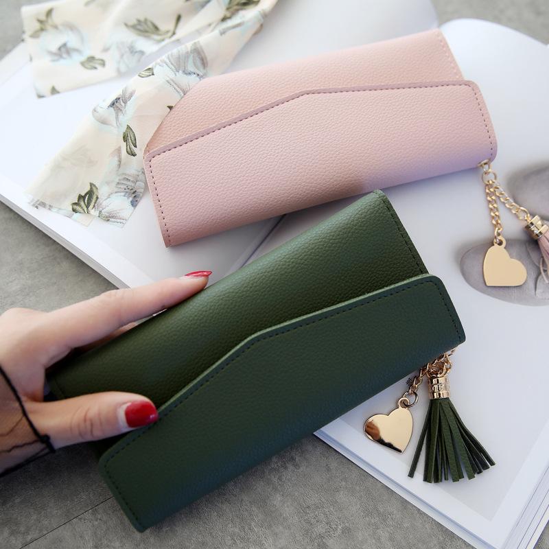 Brand Designer Coin Purses Leather Wallets Women Long Tassel Luxury Clutch Phone Wallets Female Credit Card Holder Money Bags