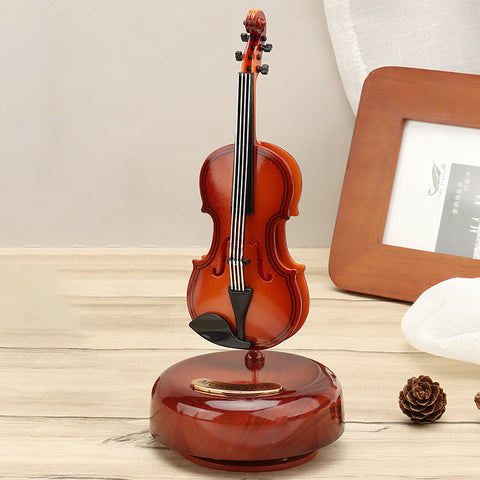 Rotating Music Box Guitar Violin Octave Box Birthday Gift Girls Holiday Gift Living Room Creative Ornaments