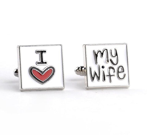 Fashion Cufflinks I Love My Wife Design