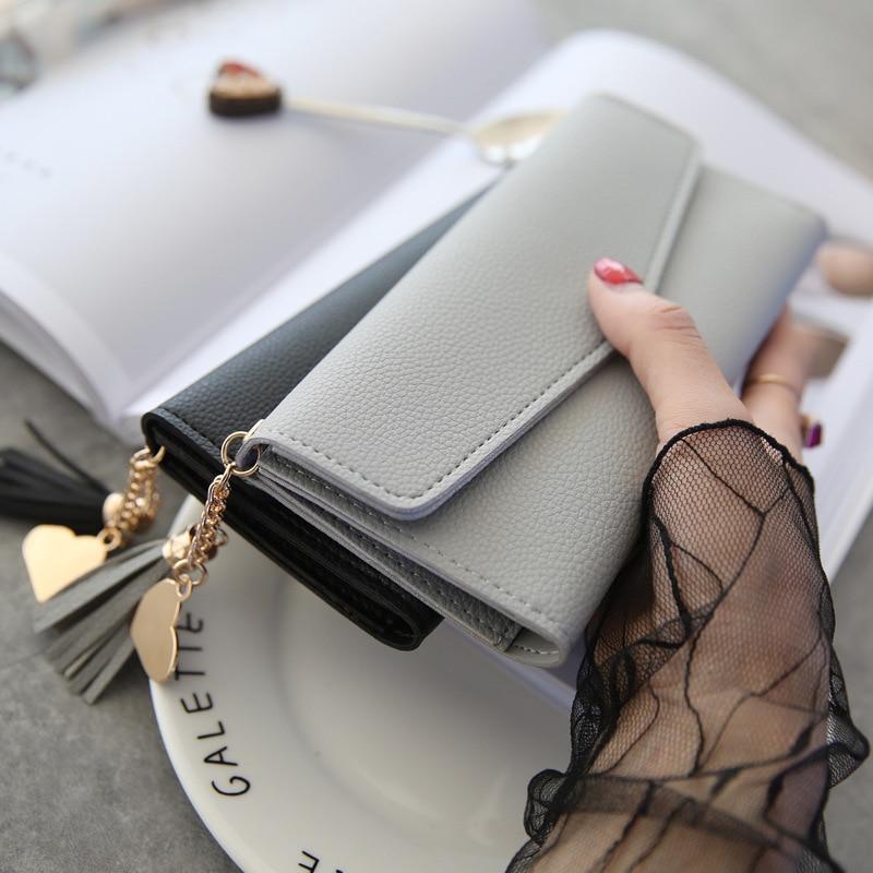 Brand Designer Coin Purses Leather Wallets Women Long Tassel Luxury Clutch Phone Wallets Female Credit Card Holder Money Bags