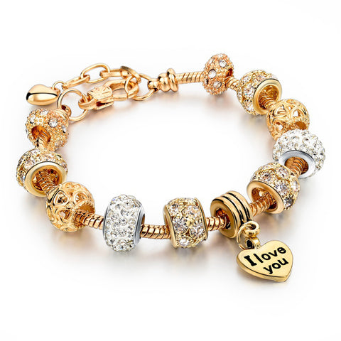 Szelam Luxury Crystal Heart Charm Bracelets & Bangles Gold Bracelets For Women Jewellery Pulseira Feminina Sbr160056