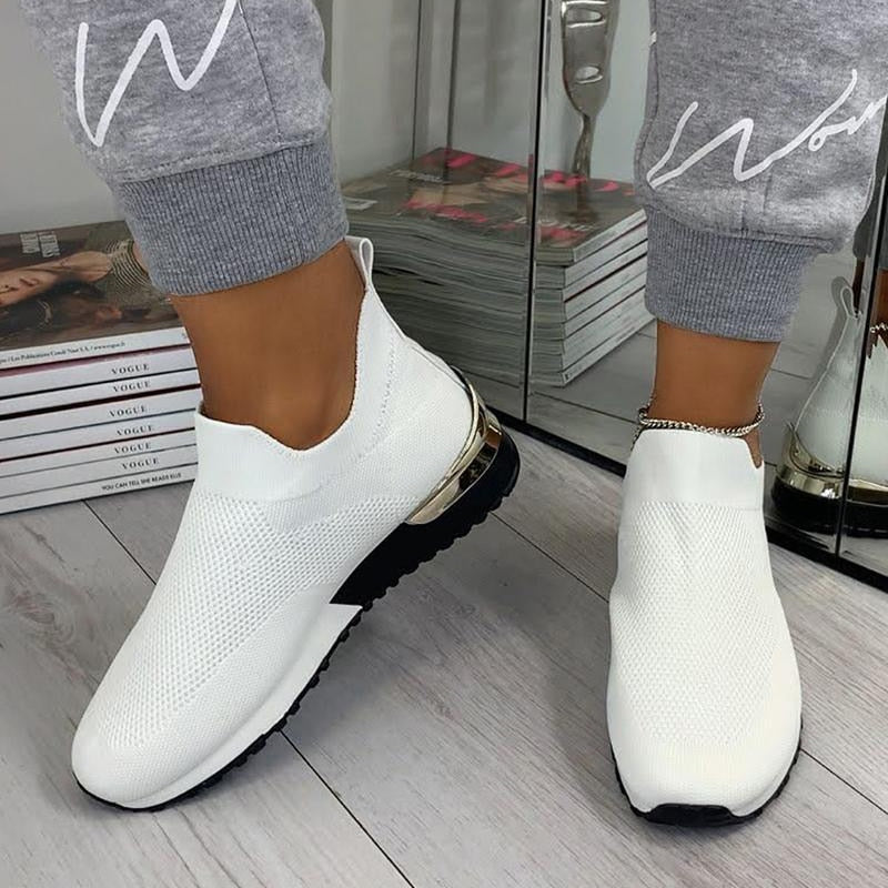 Sommer Schuhe Für Frauen Neue Elegante Elastische Slip-on Flache Schuhe Für Frauen Mesh Oberen Atmungsaktive Turnschuhe Zapatillas Mujer 