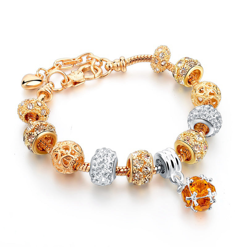 Szelam, pulseras y brazaletes con dije de corazón de cristal de lujo, pulseras de oro para mujer, joyería, pulsera femenina Sbr160056