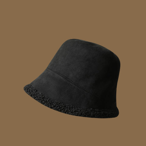 Double-Sided Wear Deerskin Velvet Bucket Hat Girls Autumn And Winter Thickened Lamb's Wool To Prevent Cold Warm