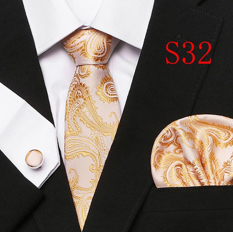 Tie Set Floral  Ties and Handkerchiefs Cufflinks Set