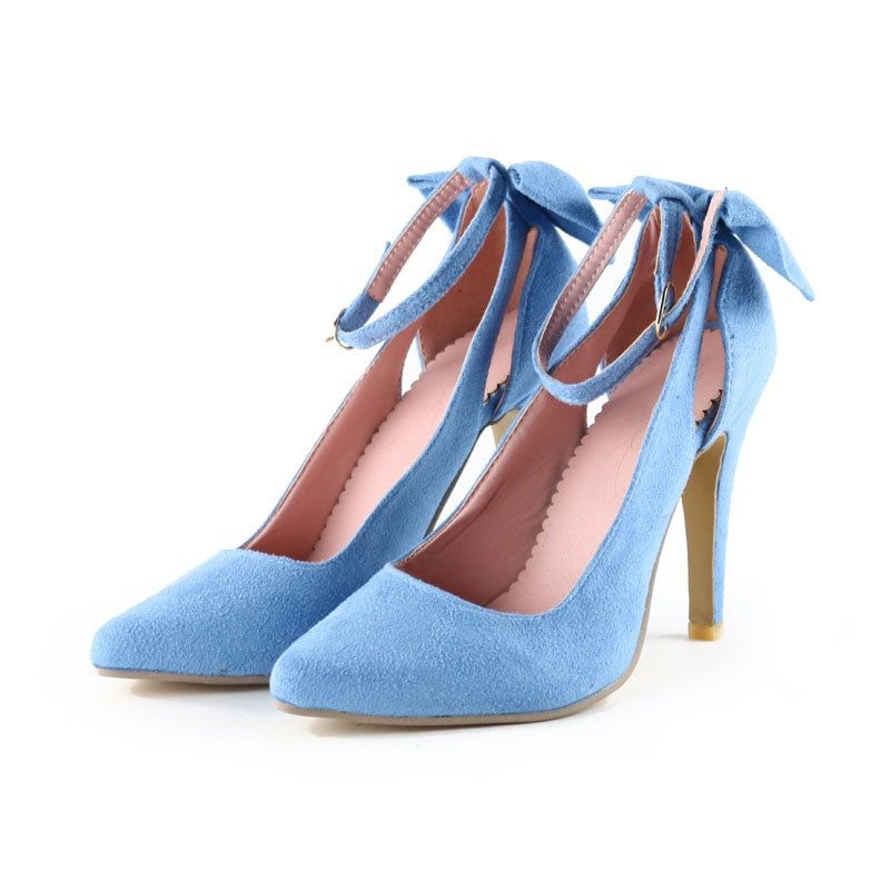 Zapatos de tacón alto de marca para mujer, zapatos de mujer con punta en pico, hebilla con correa, mariposa, zapatos de fiesta sexis de verano, zapatos de boda