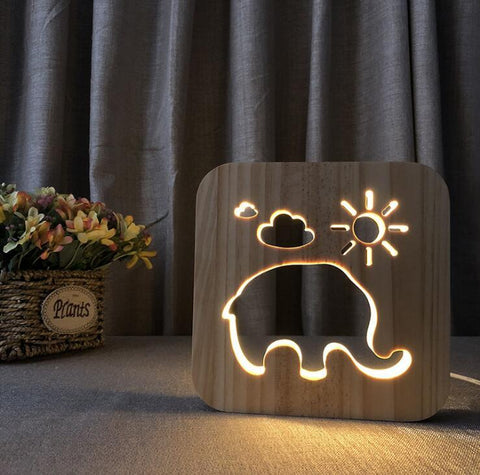 Elephant 3D LED Wood Night Light 3D Illusion Luminaria Baby Lamp Gifts For Kids Birthday party chambre bebe Lamp Decor drop ship