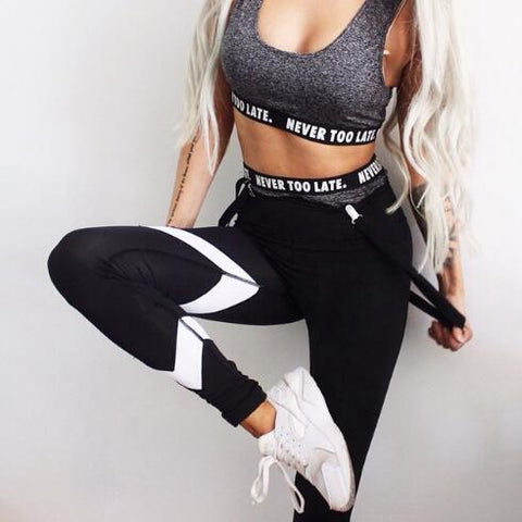 Black White Patchwork Gym Clothes Legging