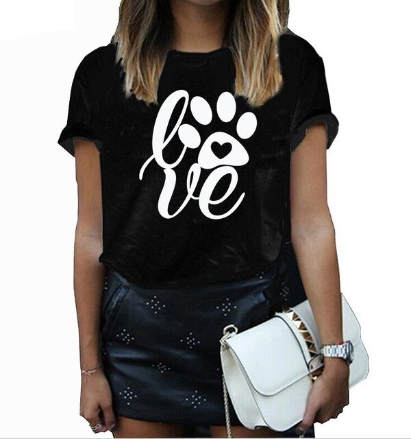 Camiseta Love Paw, camiseta divertida para mujer, camiseta gráfica tumblr, ropa estética, camisetas gráficas, camisetas artísticas para niñas, camisetas de estilo callejero