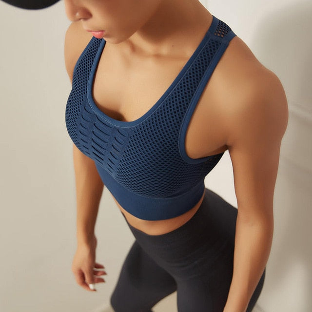 Sujetador deportivo sin costuras para mujer, Top deportivo con espalda cruzada para correr, Tops cortos, sujetador de Yoga acolchado de entrenamiento rosa, ropa deportiva de alto impacto