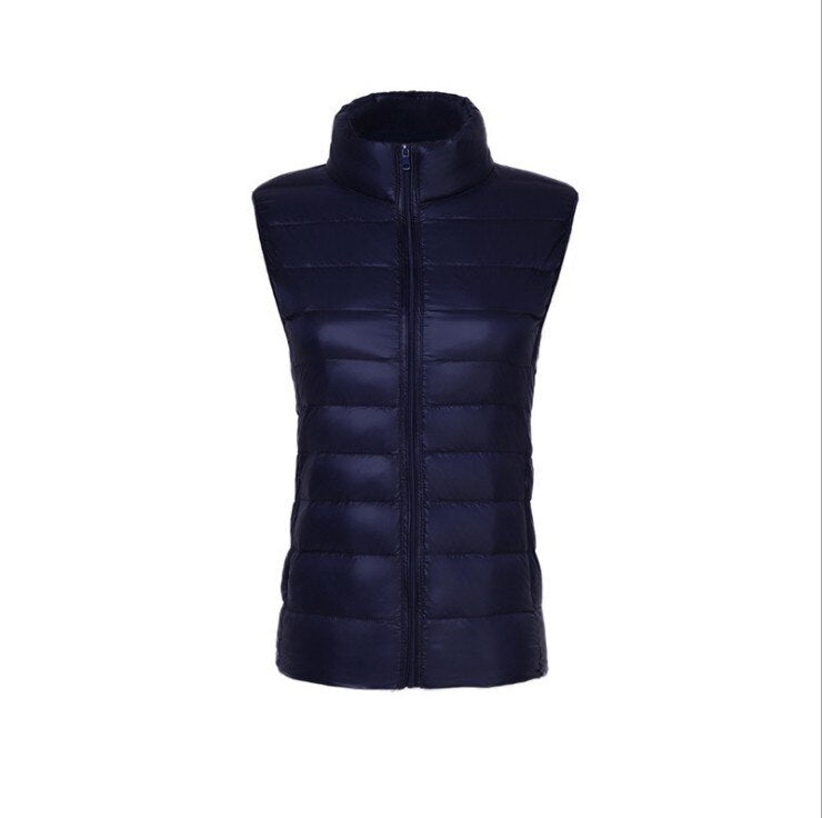 New Women Sleeveless Women's Ultra Light Down Vests Slim Jacket Girl Gilet Plus Lightweight Windproof Warm Waistcoat