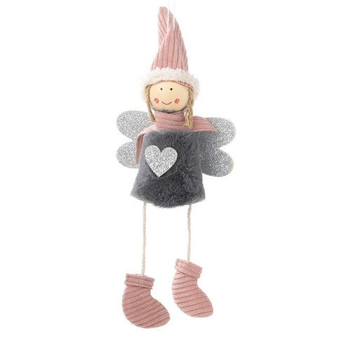 Plush Angel Heart Christmas Pendants Decorative Christmas Tree Hanging Ornaments For Holiday Kids Gift Home Decorations