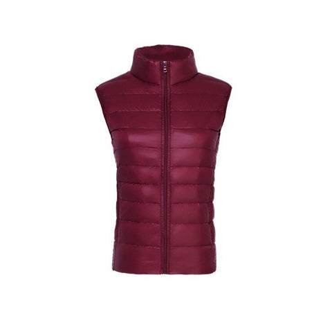 Neue ärmellose Damen-Ultraleicht-Daunenwesten, schmale Jacke, Mädchen-Gilet und leichte, winddichte, warme Weste 