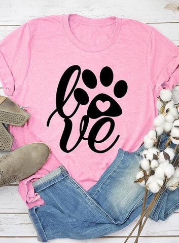 Camiseta Love Paw, camiseta divertida para mujer, camiseta gráfica tumblr, ropa estética, camisetas gráficas, camisetas artísticas para niñas, camisetas de estilo callejero