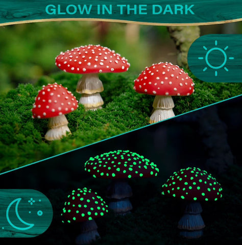 Garden Plant Luminous Mushroom Resin Ornament Decoration Mushroom for Garden