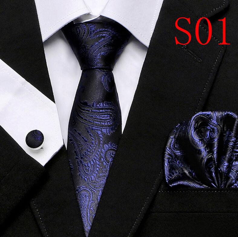 Tie Set Floral  Ties and Handkerchiefs Cufflinks Set