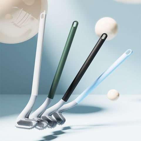 Silicone Toilet Brush Non-slip Long Handle Toilet Cleaning Brush Toilet Cleaning Brush Bendable Silicone TPR Brush Head Bathroom