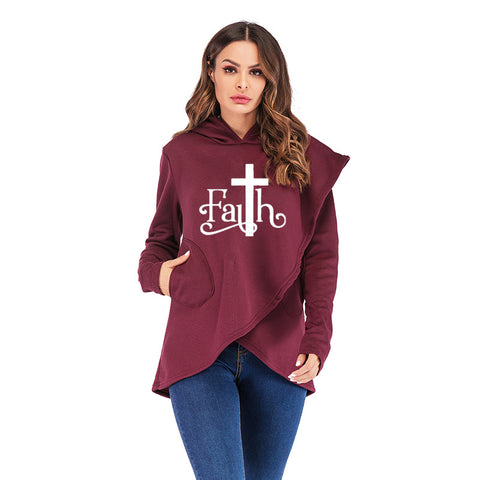 Große Sweatshirt-Hoodies mit Faith-Print 