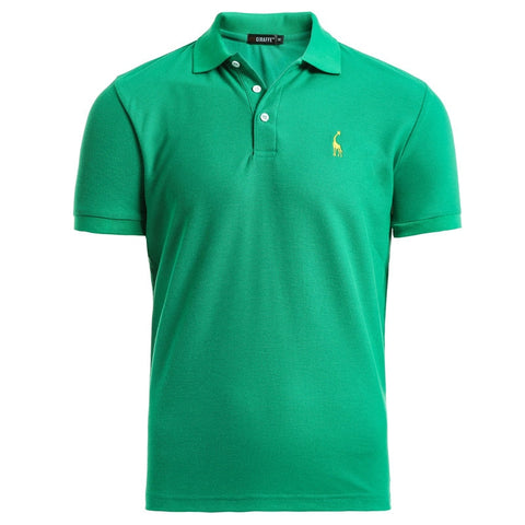 Polo de hombre, Polo informal de algodón con bordado de ciervos, Polo de manga corta para hombre, polo de gran cantidad para hombre