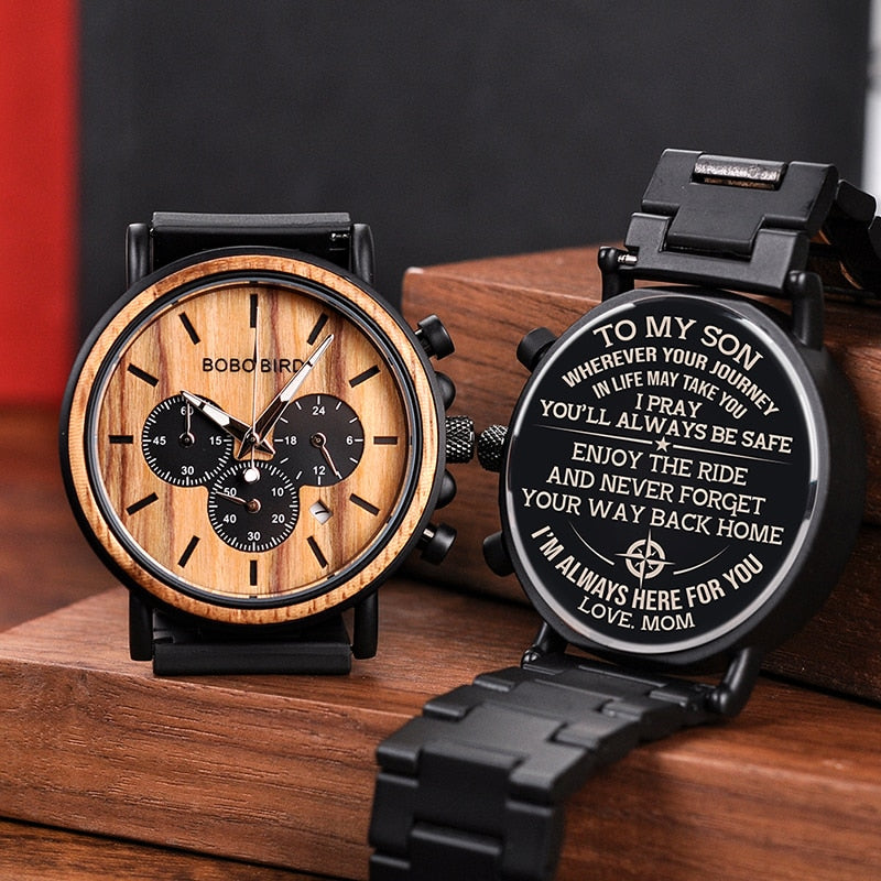 Reloj para hombre con grabado Personal, regalo de cumpleaños familiar gratuito para hijo, papá, marido, relojes de pulsera de cuarzo, reloj de pulsera masculino con logotipo 