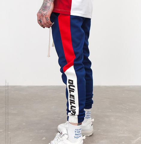 Sweatswear Pants Printing Side Stripe Pockets Men Vintage Sweatpants