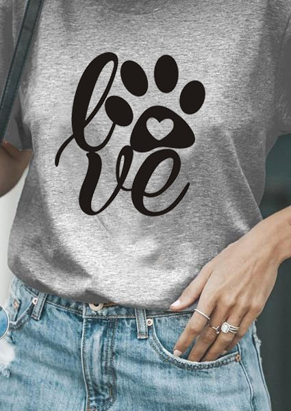 Camiseta Love Paw, camiseta divertida para mujer, camiseta gráfica tumblr, ropa estética, camisetas gráficas, camisetas artísticas para niñas, camisetas de estilo callejero