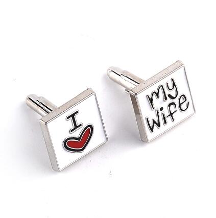 Fashion Cufflinks I Love My Wife Design