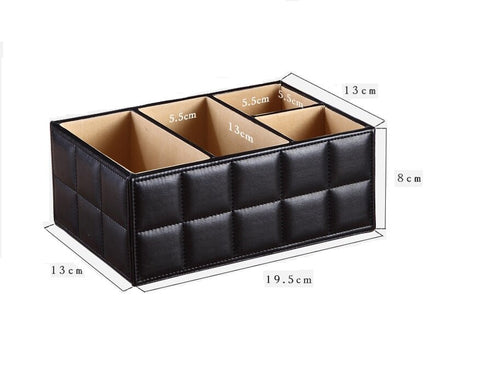 High Quality Luxury PU Leather Storage box Cosmetic Organizer Remote Control Phone Holder Home Office Organizer makeup organizer