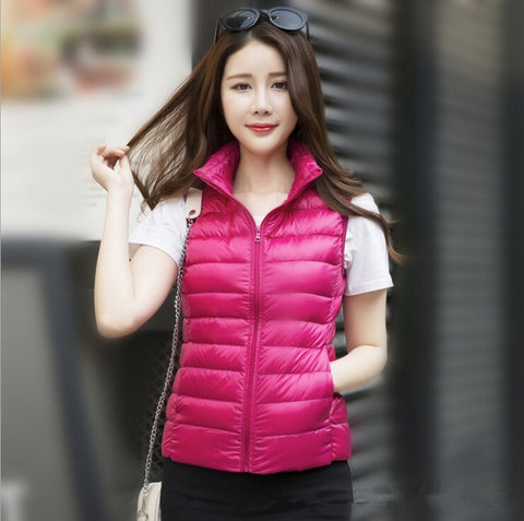 New Women Sleeveless Women's Ultra Light Down Vests Slim Jacket Girl Gilet Plus Lightweight Windproof Warm Waistcoat