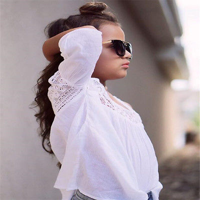 Toddler Baby Kids Girls Summer Lace Tops T-Shirt+Denim Jeans Pants Outfits Set