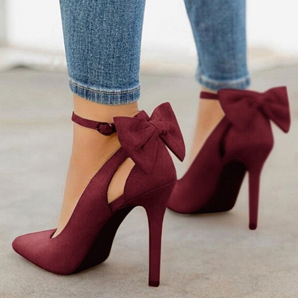 Women High Heels Brand Pumps Women Shoes Pointed Toe Buckle Strap Butterfly Summer Sexy Party Shoes Wedding Shoes