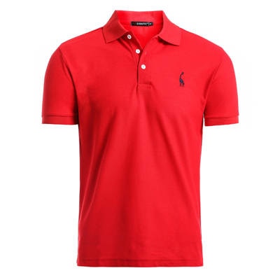 Polo de hombre, Polo informal de algodón con bordado de ciervos, Polo de manga corta para hombre, polo de gran cantidad para hombre