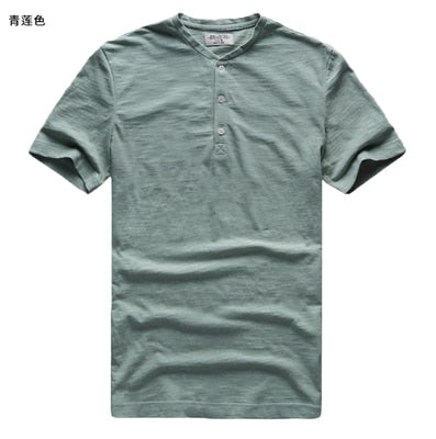 Henry collar casual Metrosexual men slim new brand top tees