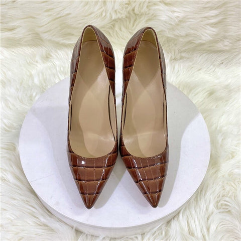 New Orange Snake Pattern High Heels 12Cm Pointed Toe Stiletto Pumps Women's Shoes