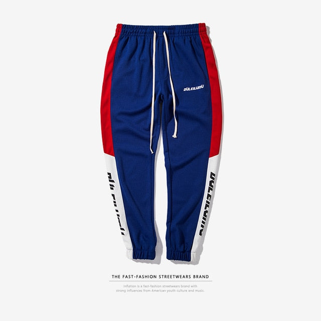 Sweatswear Pants Printing Side Stripe Pockets Men Vintage Sweatpants