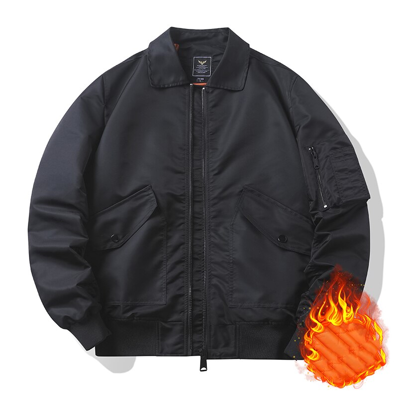 Nueva chaqueta Bomber de invierno para hombre, abrigo de la Fuerza Aérea de piloto Ma1 de béisbol con cuello vuelto, chaquetas de abrigo gruesas y cálidas para otoño, 4XL 