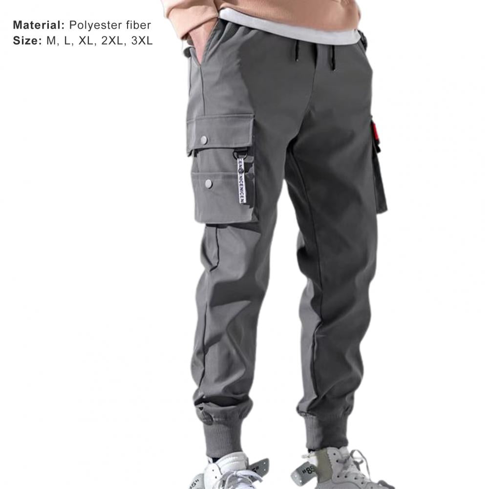 Pantalones de otoño para hombre, pantalones para correr estilo harén de Hip Hop, nuevos pantalones para hombre, pantalones Cargo lisos con múltiples bolsillos, pantalones de chándal estilo ceñido