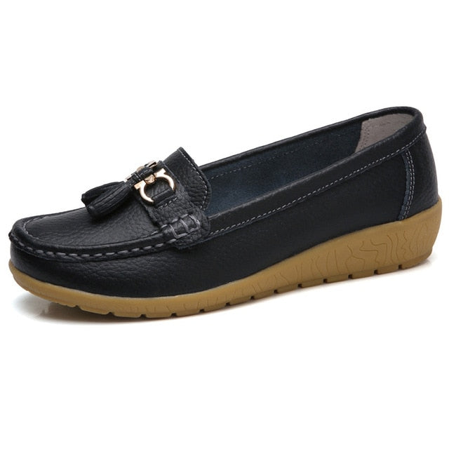 Spring Flats Women Shoes Loafers Genuine Leather Women Flats Slip On Women's Loafers Female Moccasins Shoes