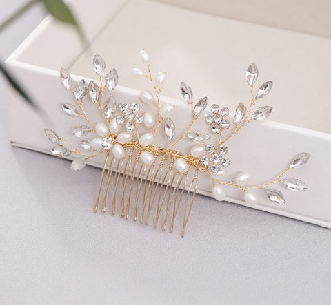 Pearl hair comb headdress Hand-woven crystal comb hair accessories