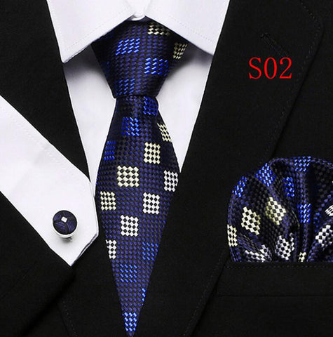 Tie Set Floral  Ties and Handkerchiefs Cufflinks Set