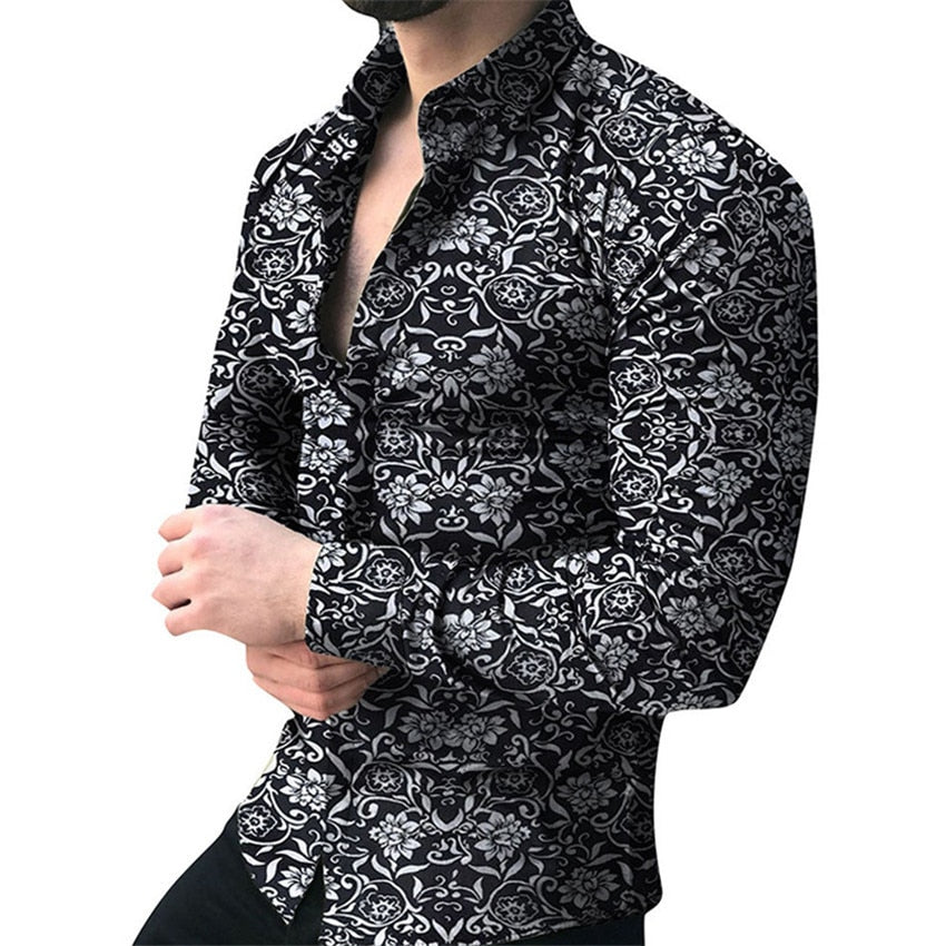 Camisa de manga larga para hombre, blusa Floral para hombre, camisas casuales, camisas de verano y otoño, ropa hawaiana para hombre, camisa masculina 