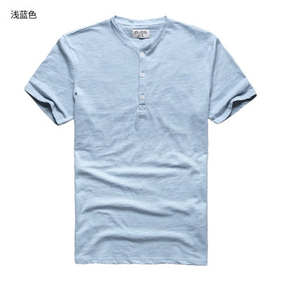 Henry collar casual Metrosexual men slim new brand top tees