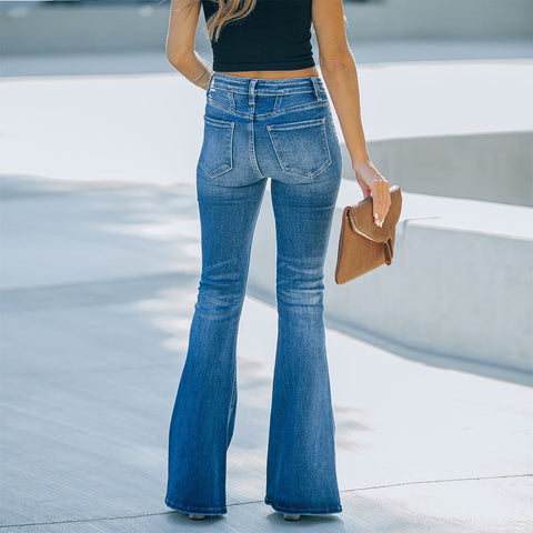 Stretch Slim Splice Flare Denim Pants